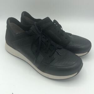 Dansko Cozette Black Leather Elastic Lace-Up Sneakers | Women's Size 6.5